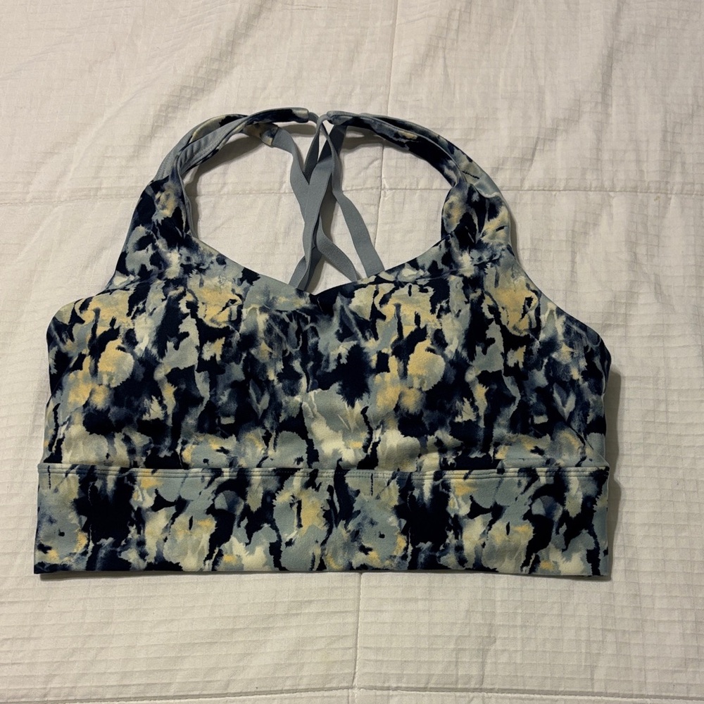 Freely Patterned Blue and Yellow Sports Bra/ Never used